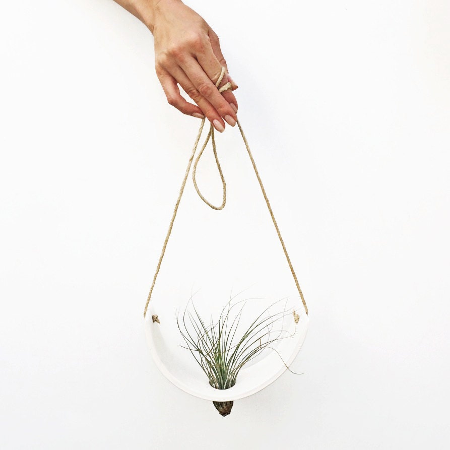 Large White Earthenware Hanging Tillandsia Air Plant Holder Interior Home Decoration Planter