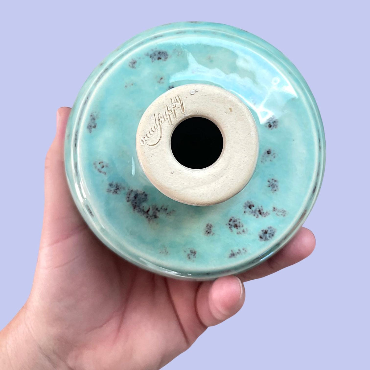 Handmade Turquoise Ceramic Hummingbird Feeder – Stoneware Garden Art