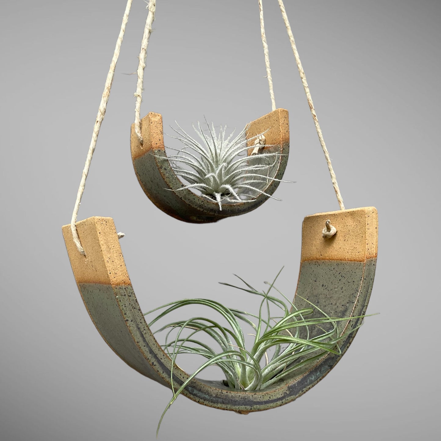 Tiered Gunmetal Green Hanging Tillandsia Air Plant Holder Interior Home Decoration Planter