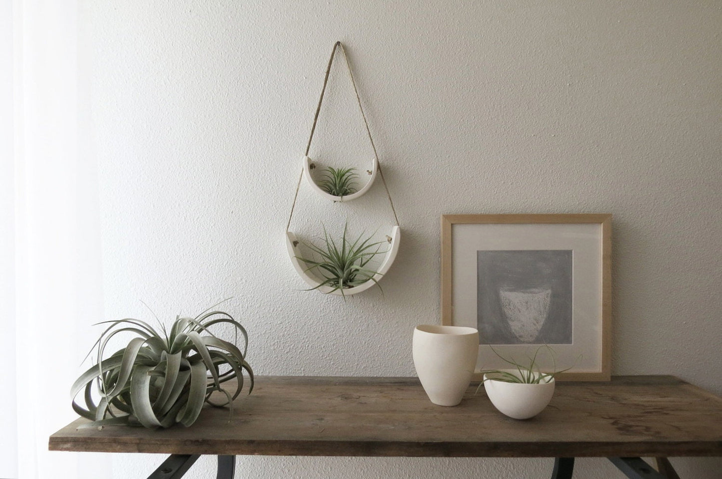 White Air Plant Container Ceramic Plant Hanger - Small