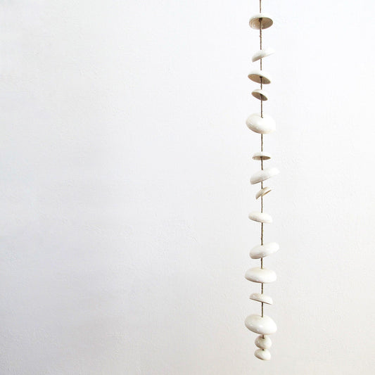 Ceramic Moon Wind Chime - Gloss White Glaze - 6’ Full Set