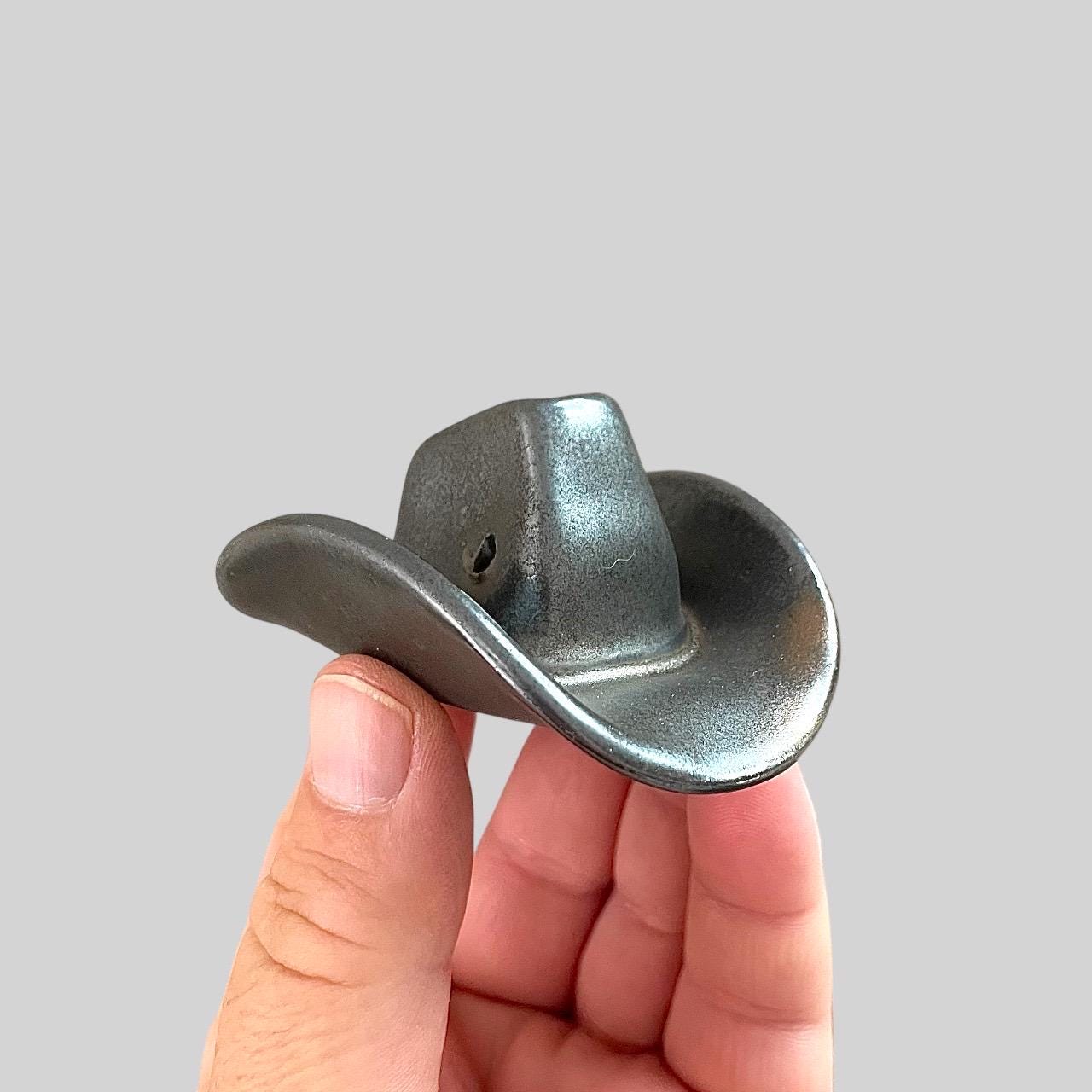 Ceramic Cowboy Hat Decor: Black Gold Glaze, Western Home Accent