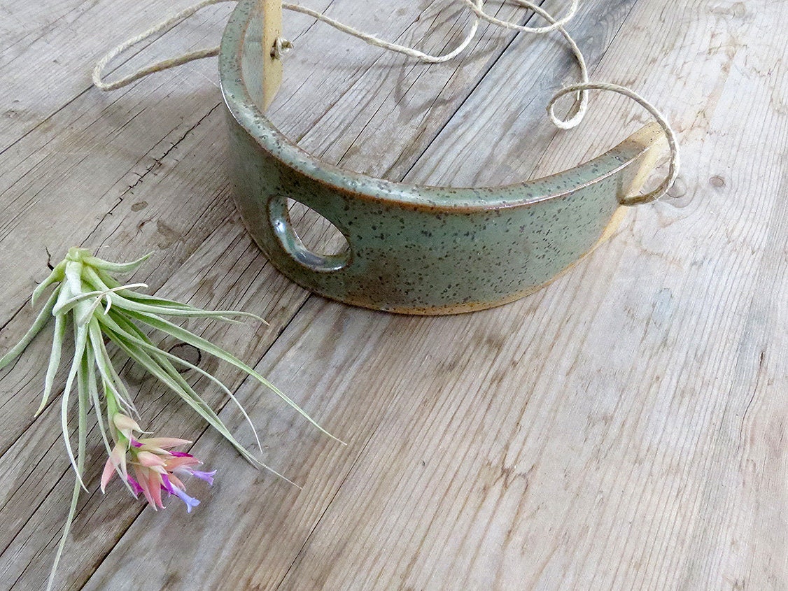 Large Gunmetal Green Ceramic Hanging Air Plant Holder Interior Home Decoration Wall Planter Vase