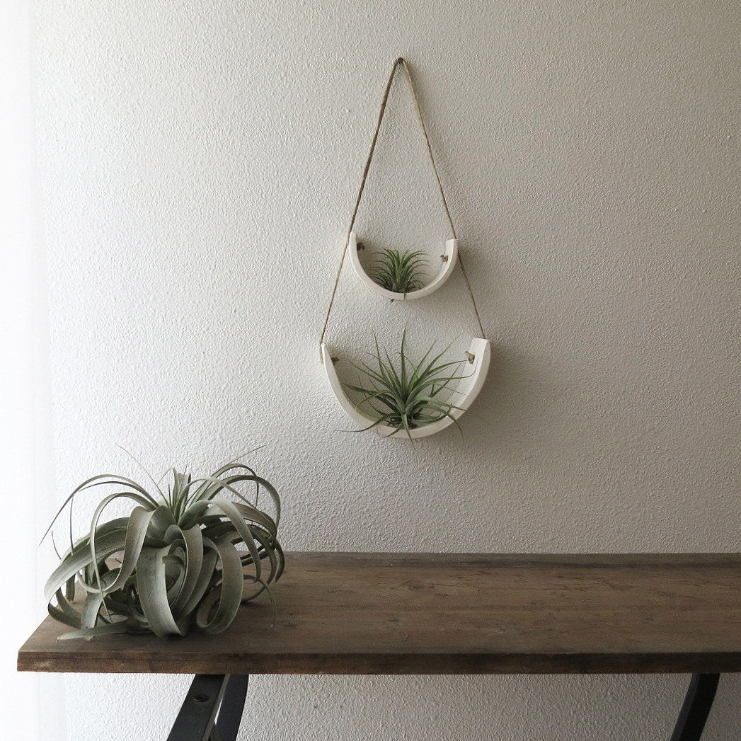 White Air Plant Container Ceramic Plant Hanger - Small
