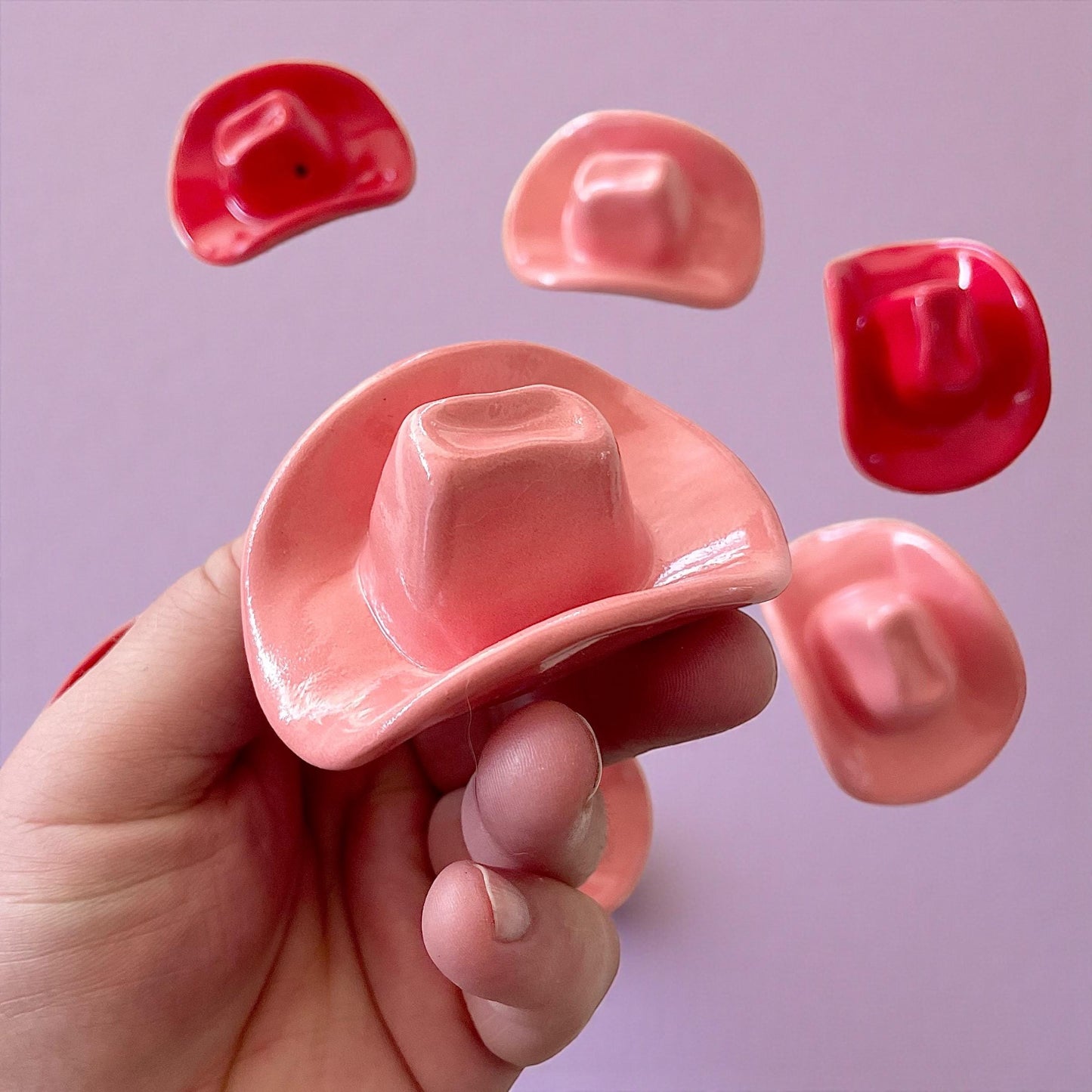 Small Ceramic Cowboy Hat: Bubblegum Pink Glaze Western Decor