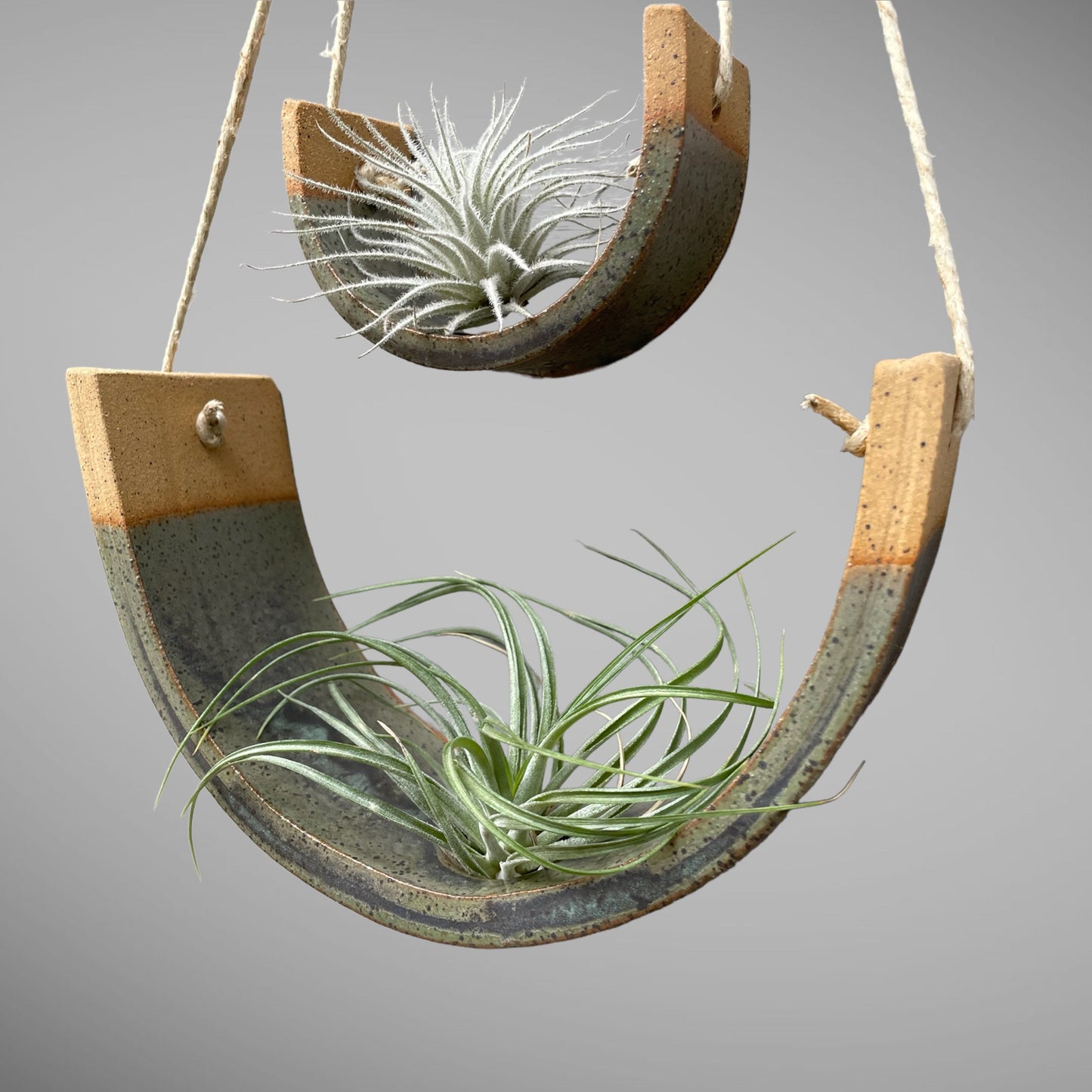 Tiered Gunmetal Green Hanging Tillandsia Air Plant Holder Interior Home Decoration Planter