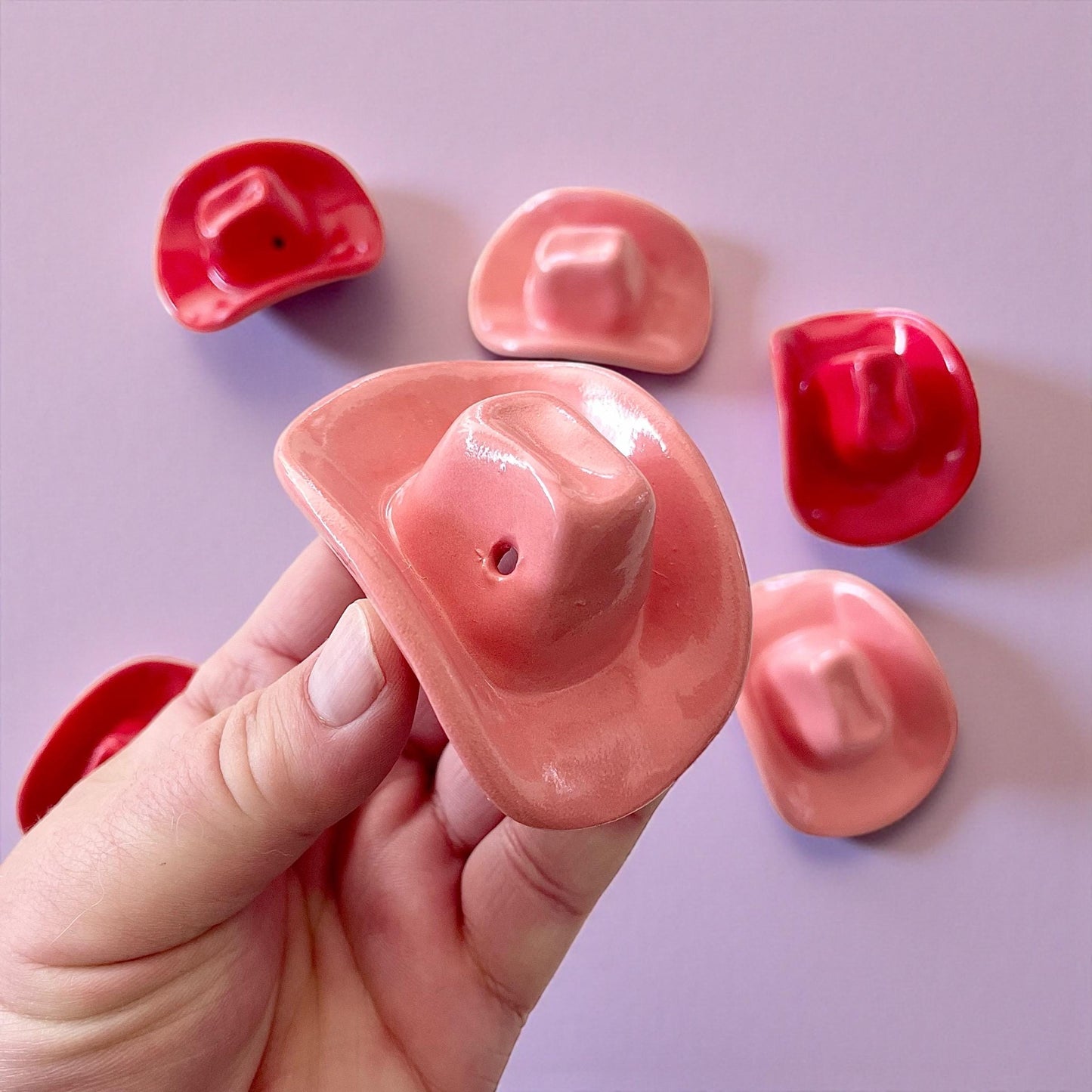 Small Ceramic Cowboy Hat: Bubblegum Pink Glaze Western Decor