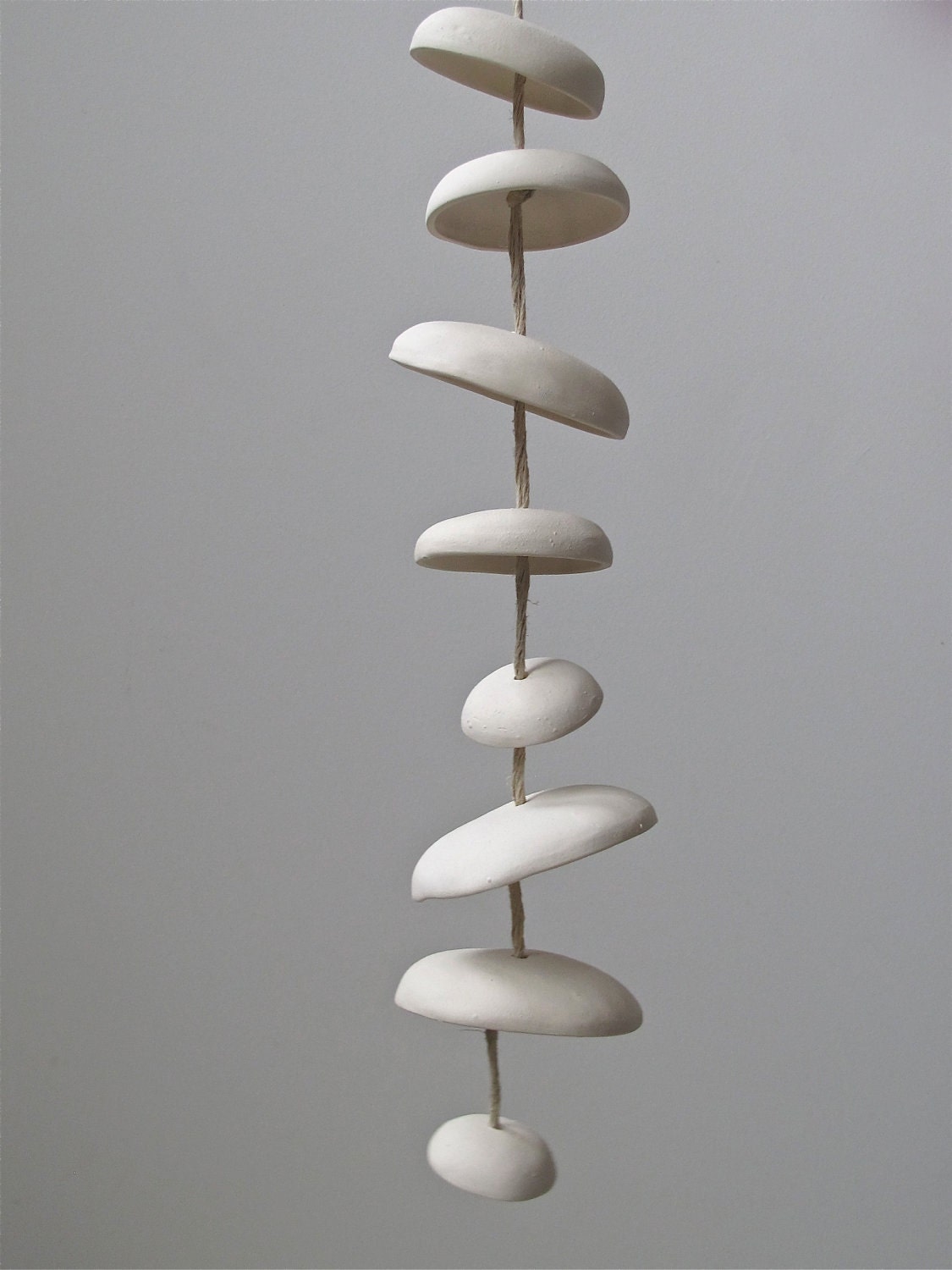 Ceramic Moon Wind Chime - unglazed natural buff - 3’ Half Set
